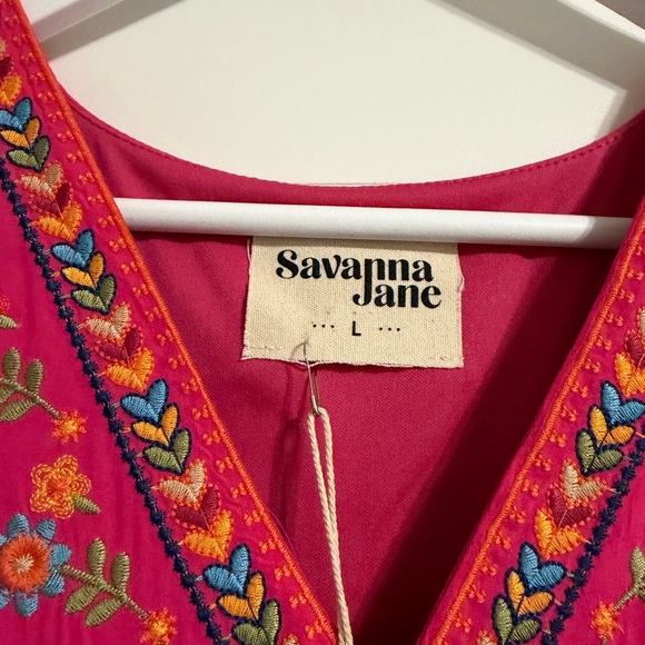 NWT Savanna Jane Pink Dress with Colorful Embroidery - Picture 2 of 3